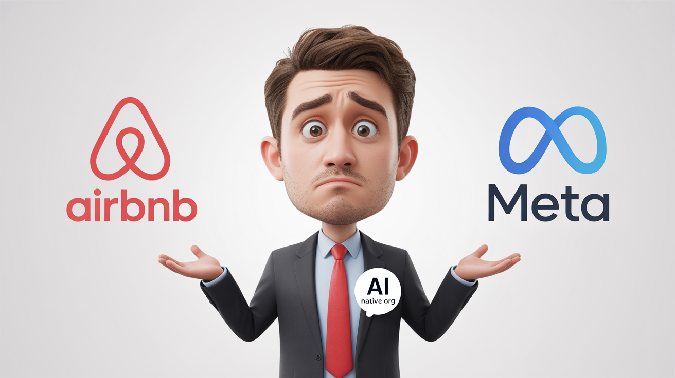Editorial photograph: WTF is an AI-native org anyways? Let's compare Airbnb & Meta's opposing plans.